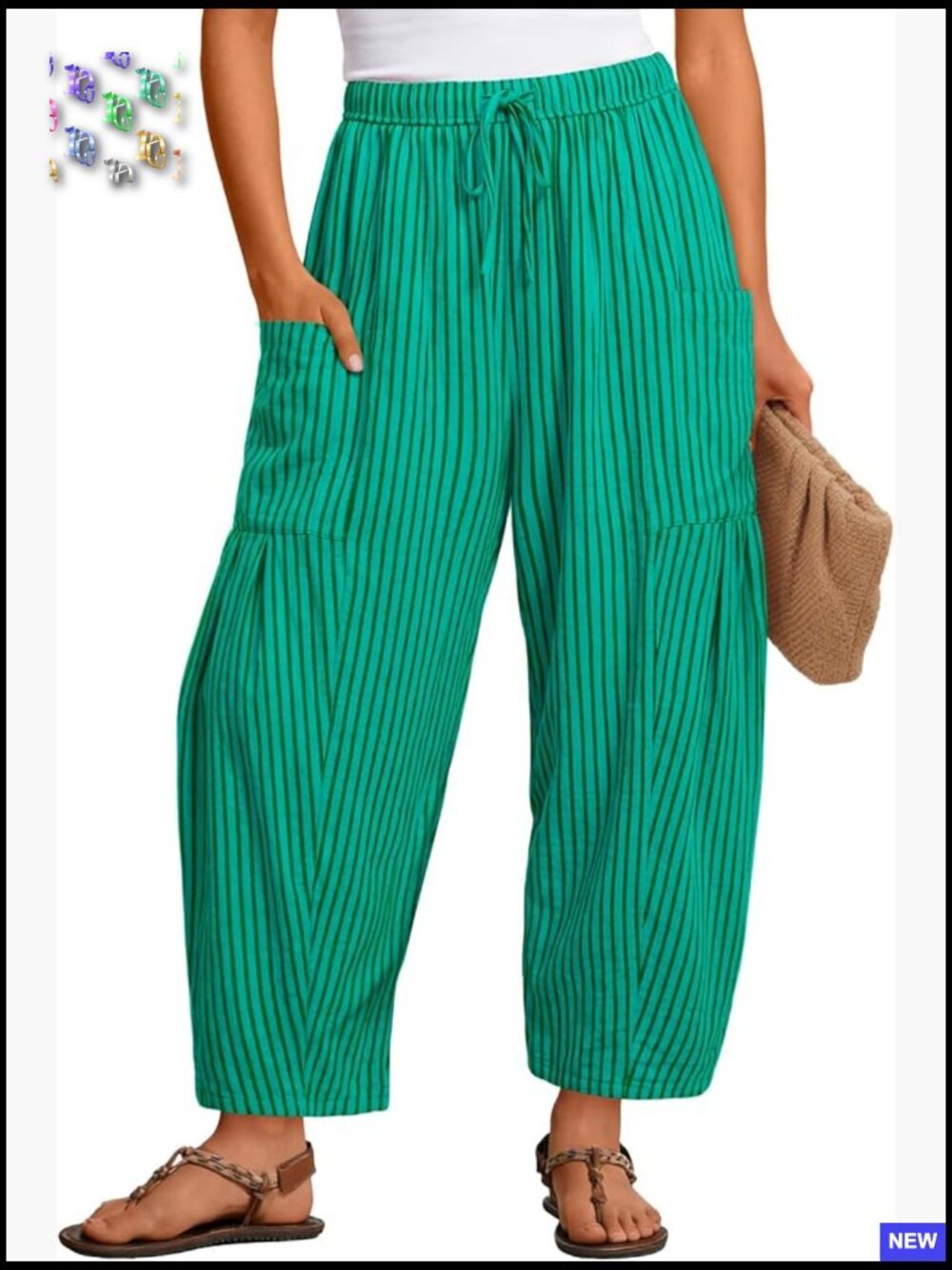 Linen Wide Leg Palazzo Pants with Pockets Casual Loose Beach Baggy Barrel
